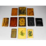 A Victorian Mauchline ware Fern ware card case, 4.5ins x 3.25ins, a painted Fern ware card case, 4.