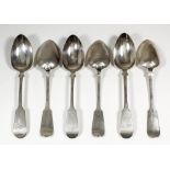 A set of six Victorian Scottish provincial silver fiddle pattern tablespoons by Alexander MacLeod of