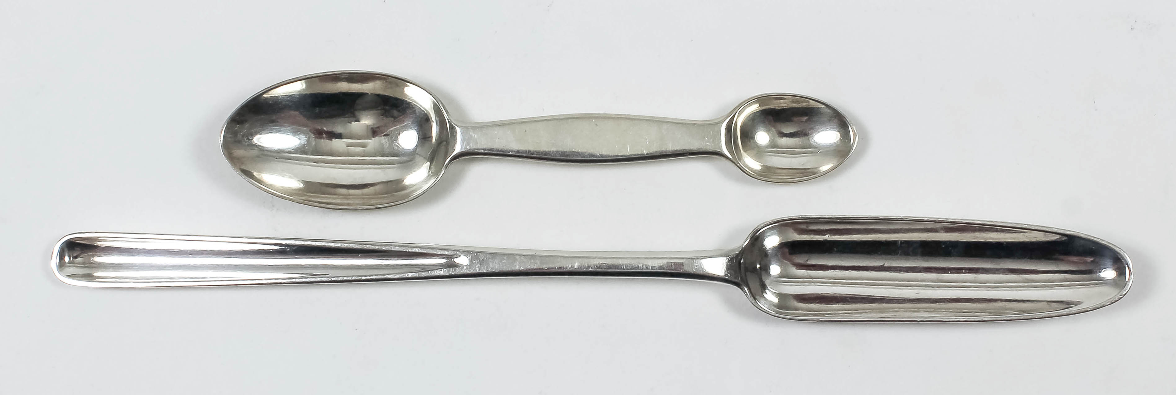 A George III silver marrow scoop by Christopher & Thomas Wilkes Barker, London 1802, and a late