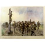 Elizabeth Sautherden Butler (1846-1933) - Colour print - British World War I soldiers passing a