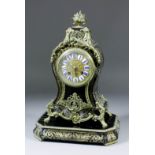 A late 19th/early 20th Century French tortoiseshell Boulle and gilt brass mounted mantel clock,