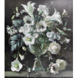 *** Terence Loudon (1900-1949) - Oil painting - Still life of white flowers in a glass vase,