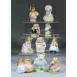 Ten Beswick pottery Beatrix Potter figures - "Mrs Rabbit", 4ins high, "Lady Mouse", 4ins