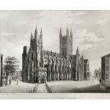 Louis Laurant Raze (1805-1873) - Lithograph - "South View of Canterbury Cathedral", 11ins x 14.