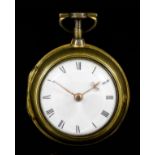 An 18th Century gilt metal pair cased verge pocket watch by J. Jones, London, No. 2095, the white