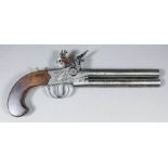 A large 18th Century .60 double barrelled flintlock pistol by Henry Nock of London, the 7ins