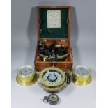 A Kelvin & Hughes "Husun" sextant with 6ins radius, in fitted case, a 20th Century ships compass