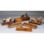 A collection of forty beechwood moulding planes, six beechwood smoothing planes, and two beechwood