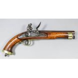 An 18th Century .577 calibre flint lock pistol by The East India Company, the 9ins browned steel