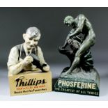 An early 20th Century metal "Phosferine Tonic" advertising figure of Hercules splitting a tree