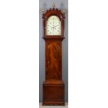 An early 19th Century mahogany longcase clock by Jefferys of Canterbury, the 12ins arched painted