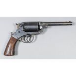 A 19th 10.6mm centre fire revolver by Starr, the 6ins plain steel rifled barrel with blued steel