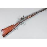 A double barreled flint lock side by side 16 bore muzzle loading shotgun by Duers Egg of London,