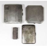 A Victorian silver rectangular vesta case/cheroot cutter with two lidded compartments, 2ins x 1ins x