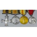 A group of four George V First World War and later medals to 266086 Pte. A. Emerton, The Queen's