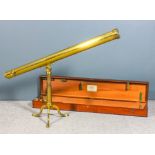 A 19th Century lacquered brass table telescope by William Dollond, 59 St Pauls Churchyard, London,