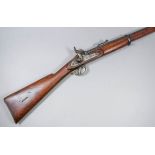 An 19th Century two band Enfield carbine, 27ins rifled plain steel barrel with elevating sights,