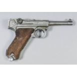 A deactivated German World War II 9mm semi automatic pistol by Luger, Serial No. 4635, with 3.