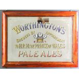 An early 20th Century Worthington's Pale Ales advertising mirror, the glass partially etched and