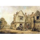 Late 18th/early 19th Century English school - Watercolour - The Swan Inn - Timber framed public