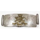 A Victorian leather, silver and gilt metal mounted rectangular bow front sabretache from Prince