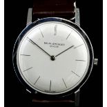 A modern gentleman's stainless steel cased Baume and Mercier wristwatch, the silver dial with