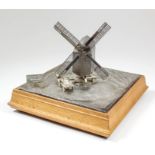 A good Elizabeth II silver model of a windmill - "The Post Mill, Chillenden 1868", the Post Mill