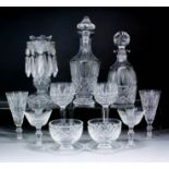 A Waterford glass "Tramore" pattern six piece table service, comprising - 5.25ins claret, 5ins white