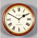 A Victorian mahogany cased dial wall clock by E. Rippon of Sheffield, the 12ins diameter painted