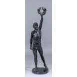 Heinrich Baucke (1875-1915) - Dark patinated bronze figure - "Der Sieger" (The Winner) - The naked