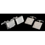 A pair of gentlemen's silver Mont Blanc cufflinks, the rectangular faces 18mm x 12mm with engine