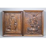 A late 19th/early 20th Century French pressed wood panel depicting an angel and two children, 12.