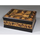 A Victorian Tunbridge Ware box, the lid inlaid with a view of The Pantiles, Tunbridge Wells, with