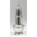 A George V silver sugar castor, the pierced domed cover with moulded finial, moulded girdle to