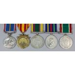 Five medals comprising Elizabeth II Civil Defence Northern Island Medal, George VI Cadet Forces