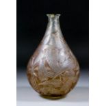 A Lalique glass "Sauge" vase, the body moulded and frosted with interlocking leaves, 10ins high (