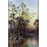 Henry B. Wimbush (1861-1943) - Watercolour - "Figure by a River", 20.5ins x 13.5ins, signed and