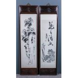 Chinese School - Two ink and watercolour drawings - Studies of flowering branches, 12ins (35cm) x