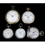 A late 19th/early 20th Century Waltham gilt metal cased open faced keyless pocket watch, 50mm