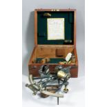 A 20th Century brass sextant by Heath & Co Ltd of Crayford, London, with 10ins vernier and with