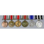 Six medals comprising, three George V Special Constabulary Long Service to Charles Jones, Edward