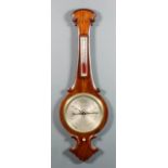 A Victorian mahogany cased wheel barometer and thermometer by T. Waller, with 10ins diameter