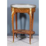 A late 19th Century French kingwood and parquetry oval two tier gueridon of "Louis XV" design,
