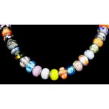 A modern Italian Tedora silver and glass bead necklace, 480mm overall, and matching bracelet,