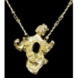 A modern 18ct gold Dali pendant depicting a half length portrait of Christ, 50mm x 40mm overall,