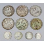 A collection of 19th and 20th Century British coinage, including 1899 Double Florin and 1889