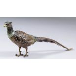 A late 19th/early 20th Century cold painted bronze figure of a pheasant, 3.25ins high