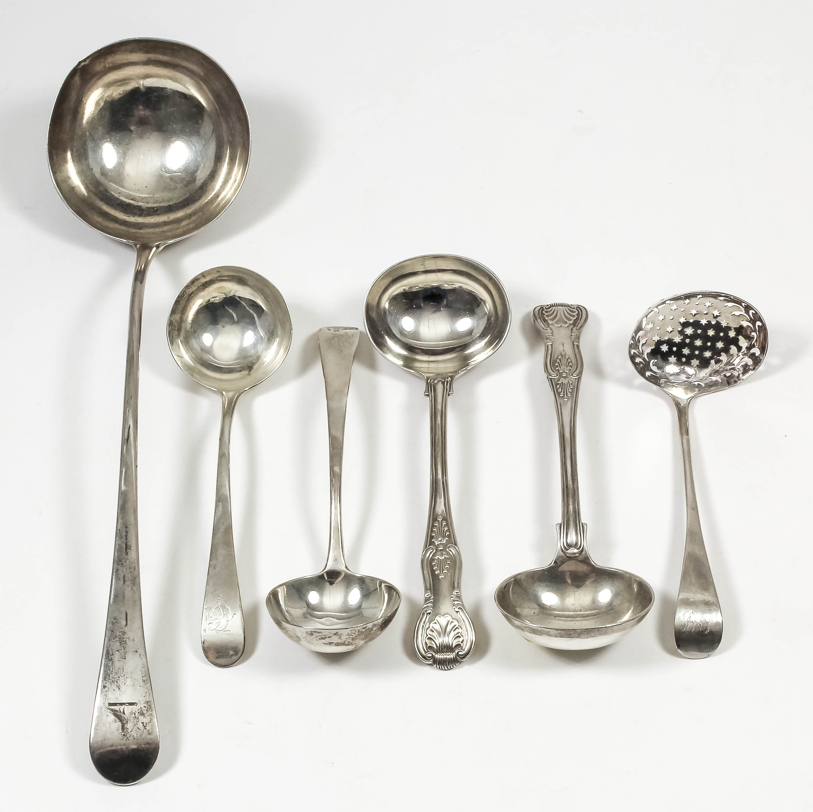 A George III silver Old English pattern soup ladle, possibly by Richard Crossley, London 1786 (