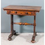 A small early Victorian mahogany rectangular library table, the plain top with rounded corners,