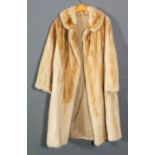 A lady's mink full length coat, lined, size 10-12, 44ins long